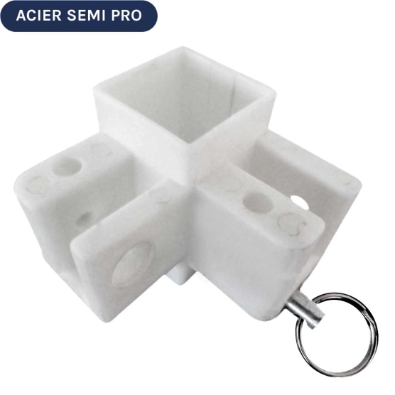 Pièce plastique coulissante N°2 avec goupille pour pied d'angle de barnum Acier Semi-Pro