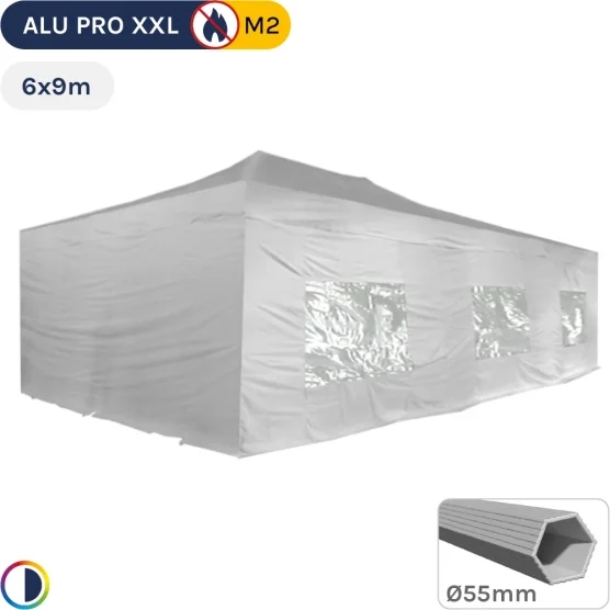 Barnum ALU PRO Blanc 6mx9m (54m²) Ø55mm et Pack Fenêtres 380g/m² M2