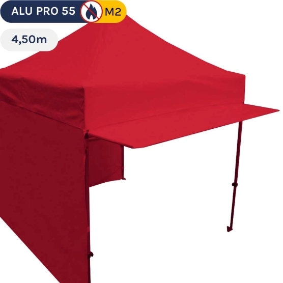 Casquette rouge extension soleil de 4,5m en PVC 580g pour barnum pliable hexa 55