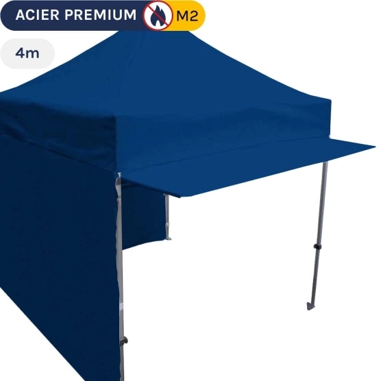 Casquette bleue extension soleil 4m pour barnum pliant Acier Premium