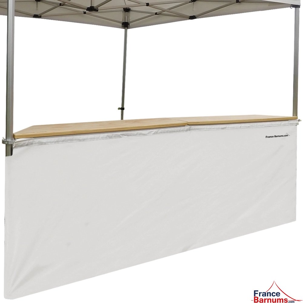 Jupe de table comptoir de 3m en POLYESTER 380gr/m² BLANCHE