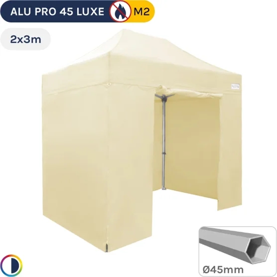 Barnum pliant - Stand pliant Alu Pro 45 LUXE M2 2mx3m BEIGE + Pack Côtés 380gr/m²