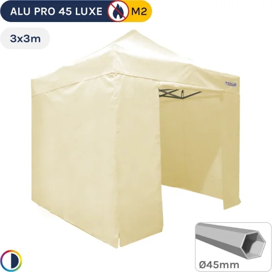 Barnum pliant - Stand pliant Alu Pro 45 LUXE M2 3mx3m BEIGE + Pack Côtés 380gr/m²