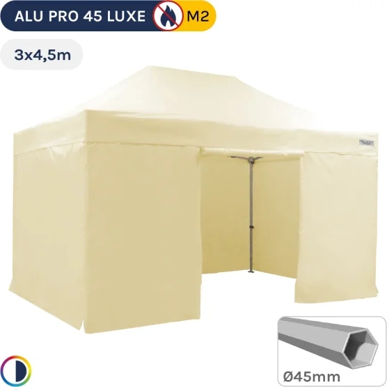 Barnum pliant - Stand pliant Alu Pro 45 LUXE M2 3mx4,5m BEIGE + Pack Côtés 380gr/m²