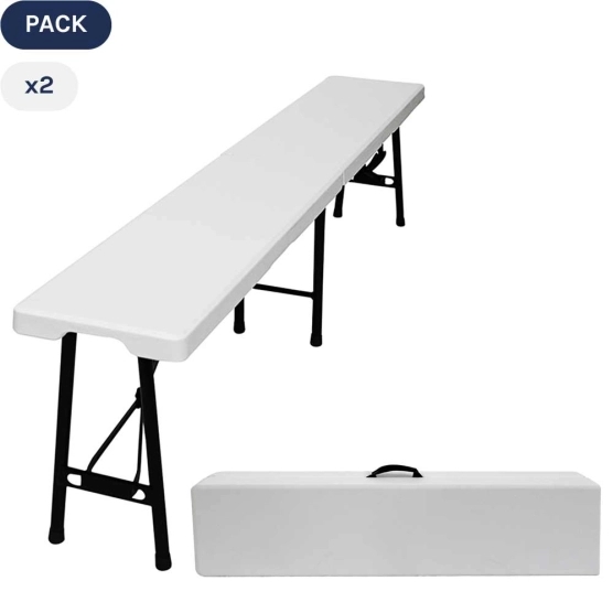 PACK de 2 bancs pliants en valise blanc ou gris