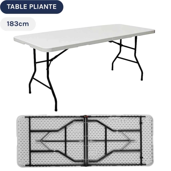 Table pliante rectangulaire blanche ou grise