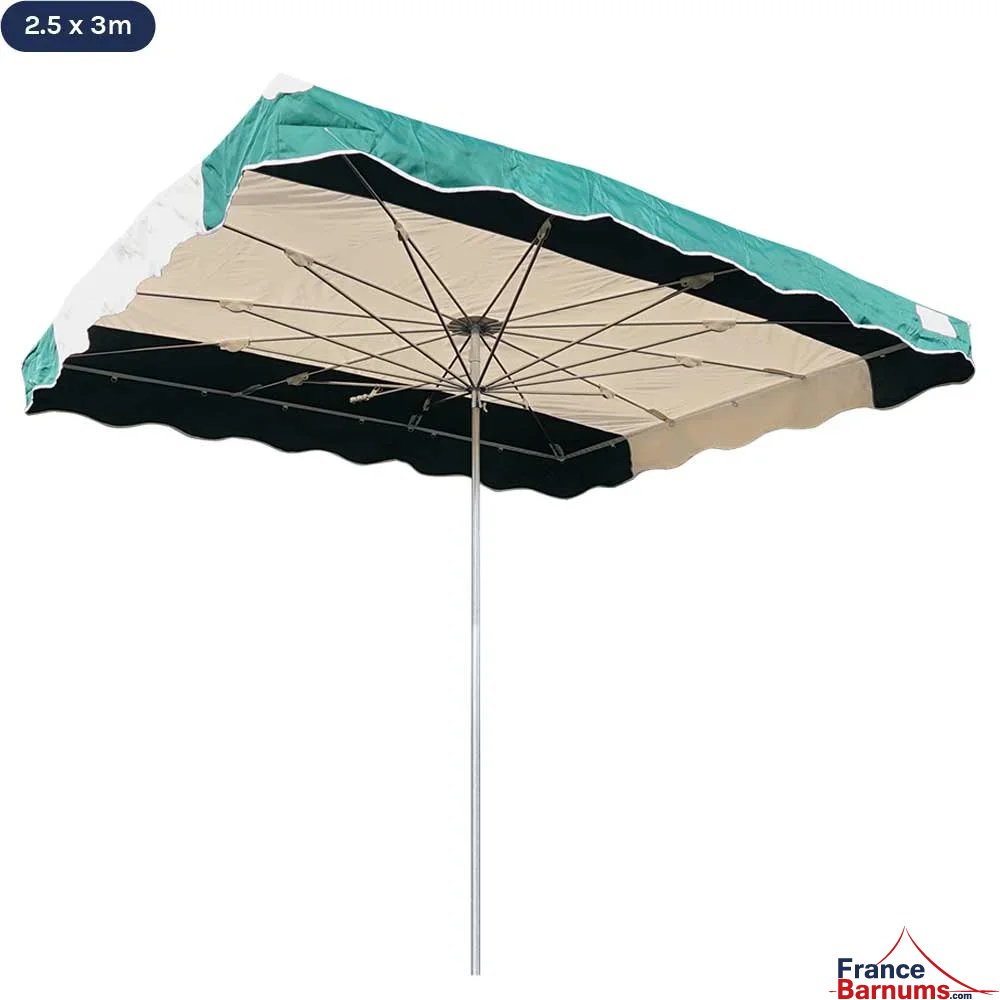 Parasol de marché télescopique 2,5mx3m bicolore VERT et BEIGE