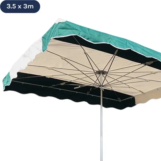 Parasol forain télescopique 350x300cm VERT et BEIGE