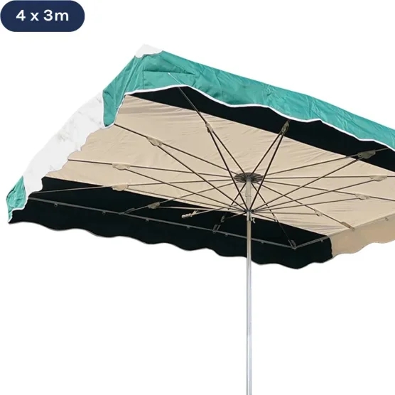 Parasol forain télescopique 400x300cm VERT et BEIGE