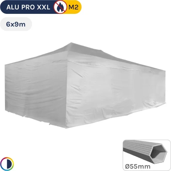 Barnum ALU PRO Blanc 6mx9m (54m²) Ø55mm et Pack Côtés 380g/m² M2