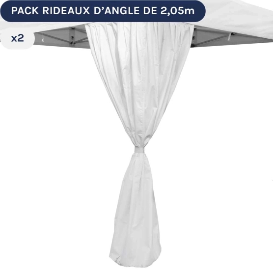 Rideau d'angle pour barnum pliant 3x3m, 3x4,5m ou 3x6m - lot de 2