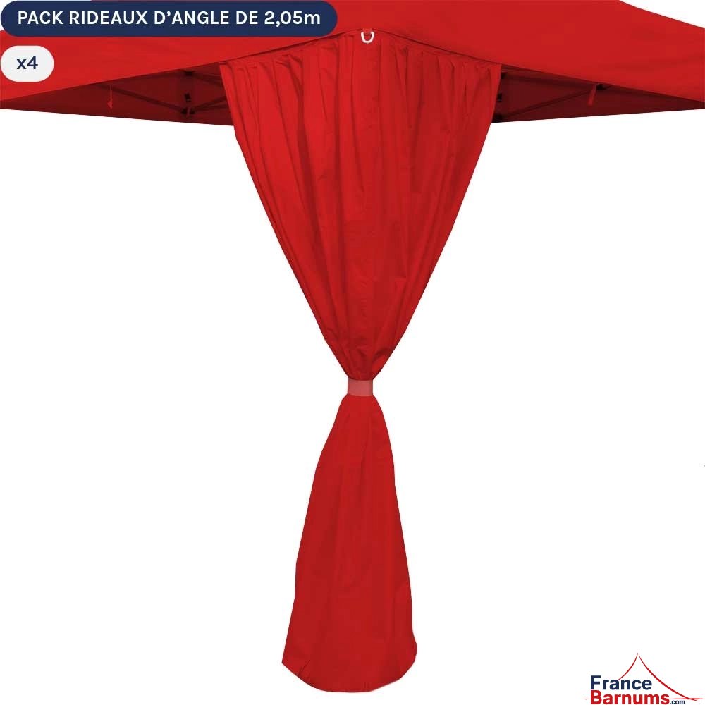 Rideau d'angle rouge pour barnum pliant 3x3m, 3x4,5m ou 3x6m - lot de 4