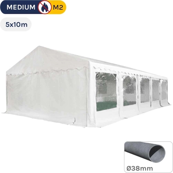 Tente de réception - Chapiteau de festivités MEDIUM en PVC de 5m x 10m avec Tubes de 38mm