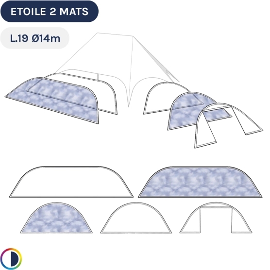 Parois blanches pour tente étoile 2 mâts L.19m Ø14m