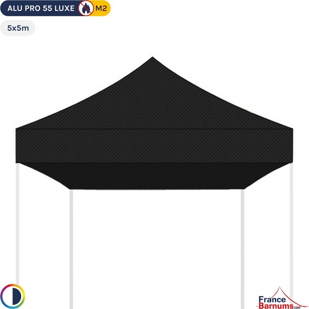 Bâche de toit NOIRE 5x5m pour barnum pliant Gamme Alu Pro 55 Luxe