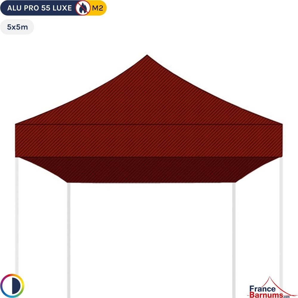 Bâche de toit ROUGE 5x5m pour barnum pliant Gamme Alu Pro 55 Luxe