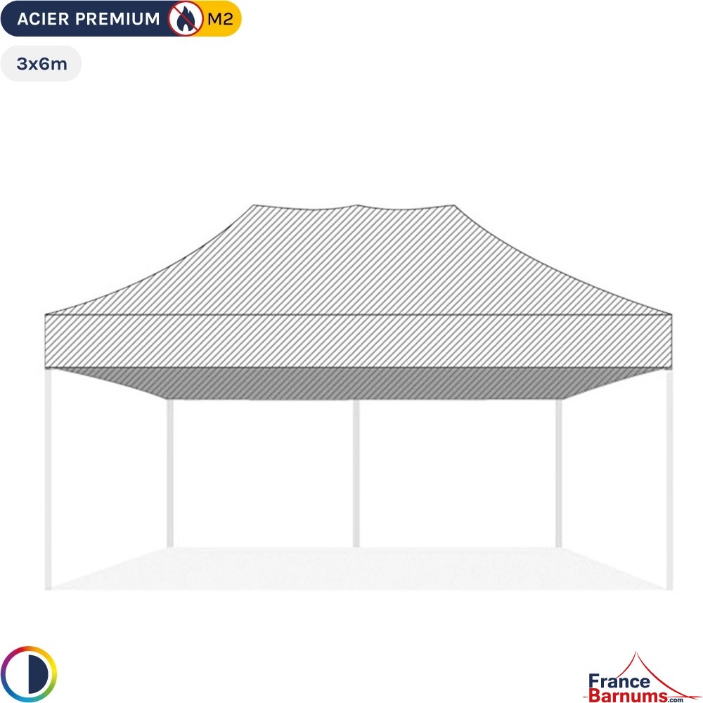 Bâche de toit BLANCHE 3x6m pour barnum pliant Gamme Acier Premium