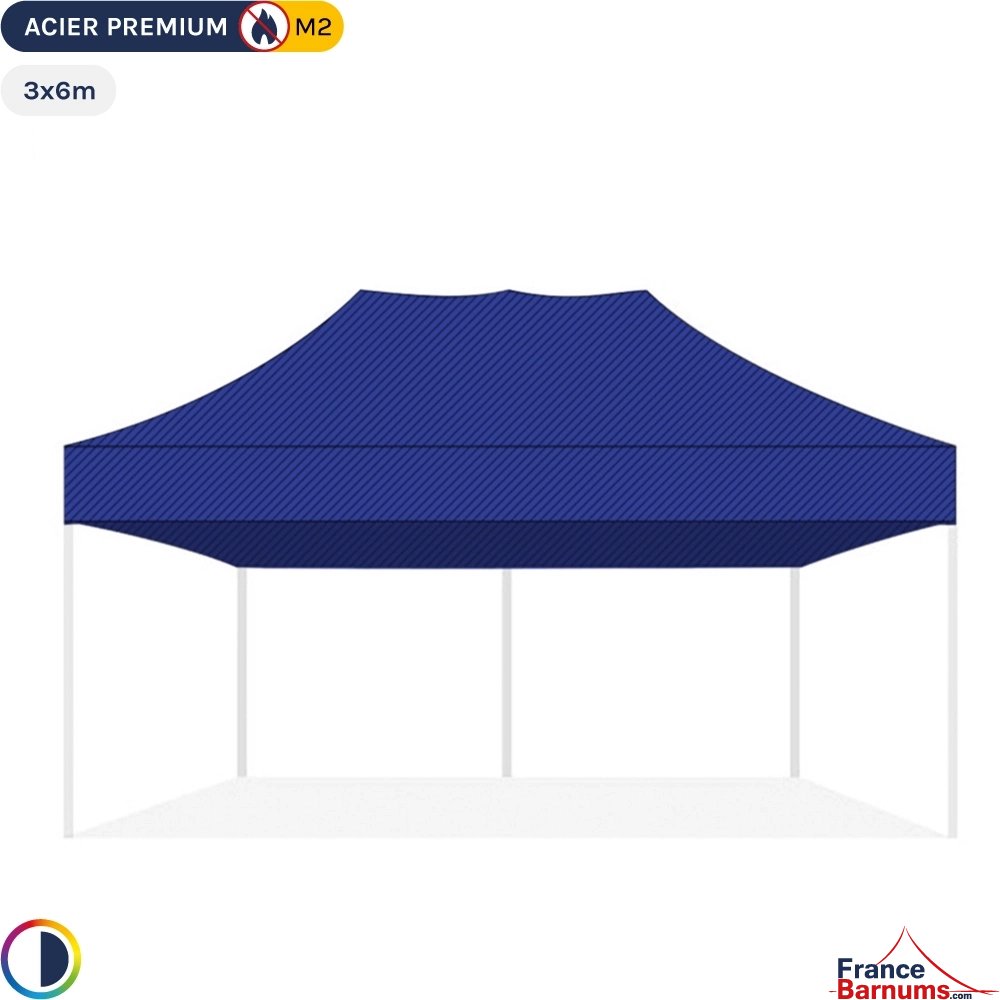 Bâche de toit BLEUE 3x6m pour barnum pliant Gamme Acier Premium