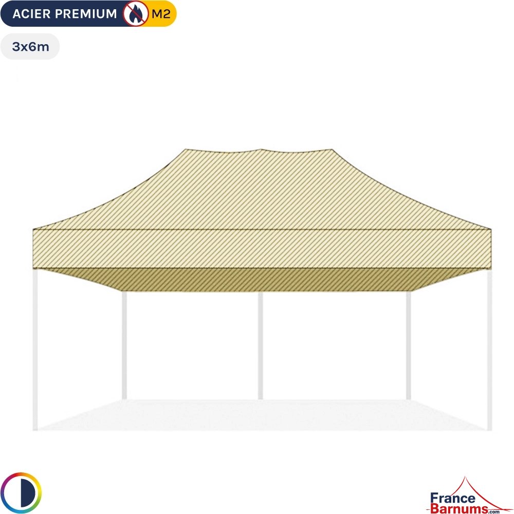 Bâche de toit BEIGE 3x6m pour barnum pliant Gamme Acier Premium