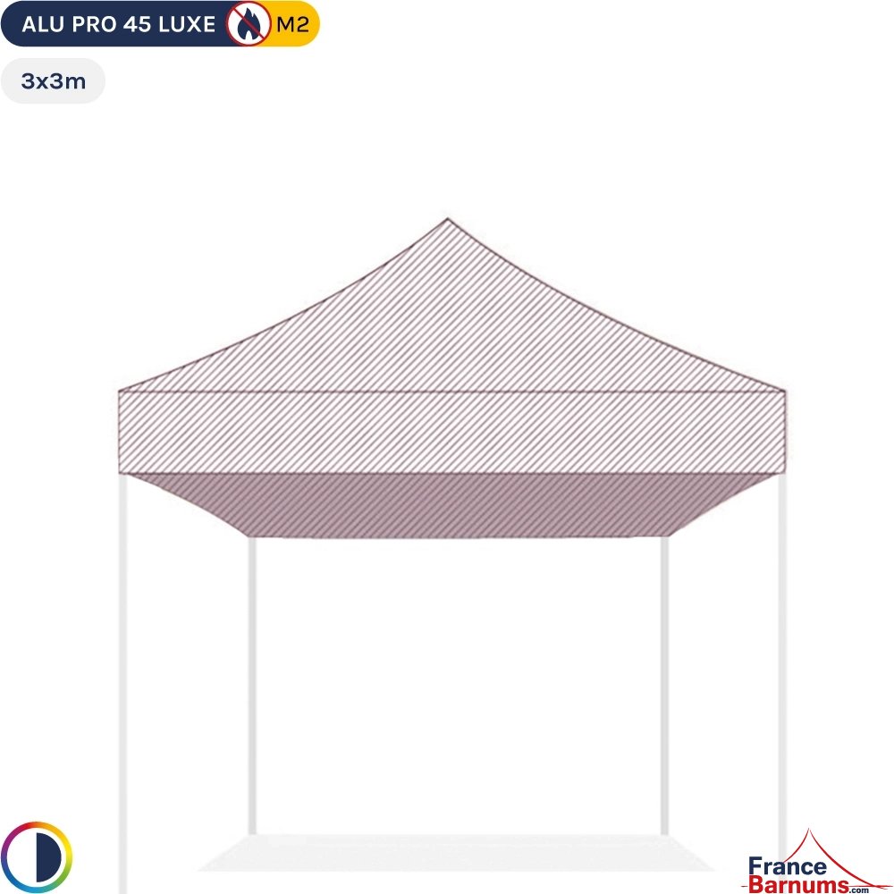 Bâche de toit ROSE POUDRE 3x3m pour barnum pliant Gamme Alu Pro 45 Luxe