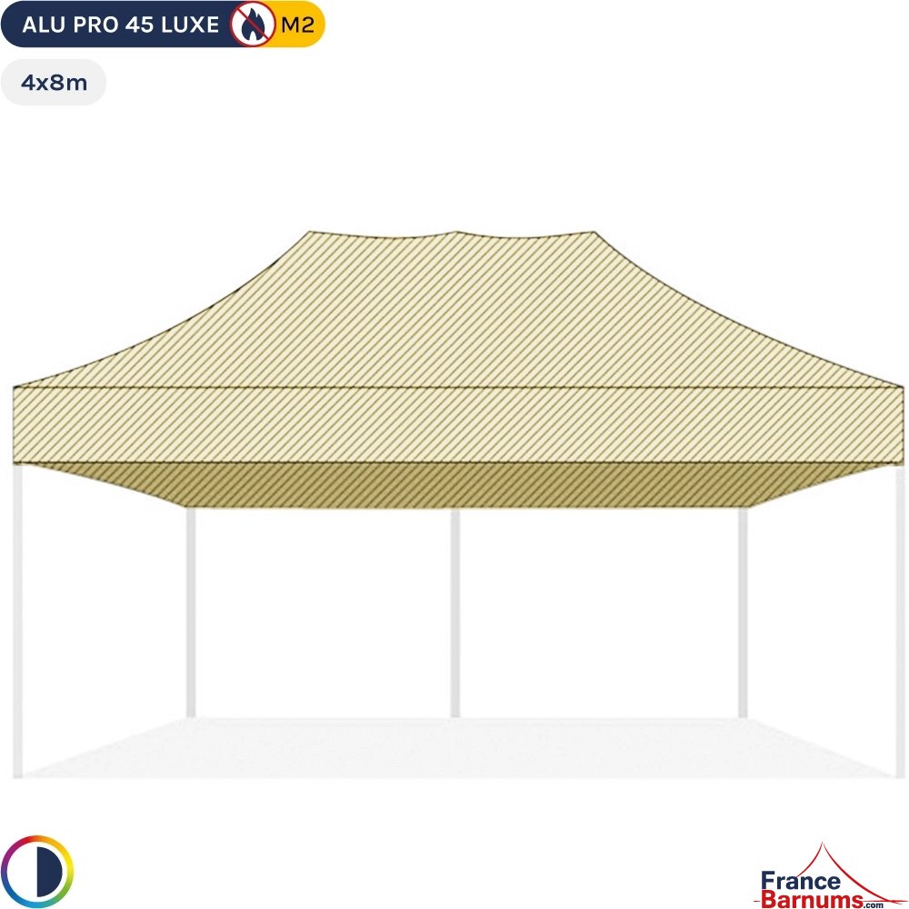 Bâche de toit BEIGE 4x8m pour barnum pliant Gamme Alu Pro 45 Luxe