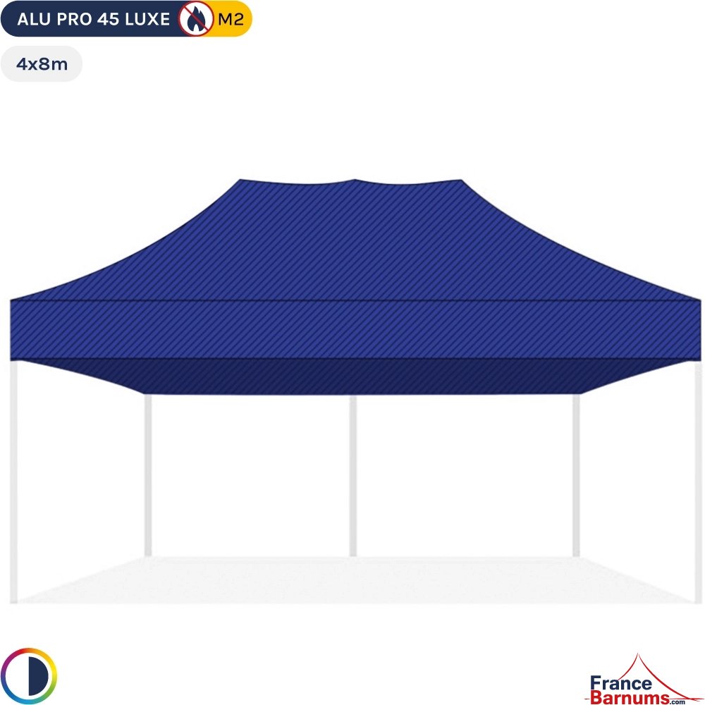 Bâche de toit BLEUE 4x8m pour barnum pliant Gamme Alu Pro 45 Luxe