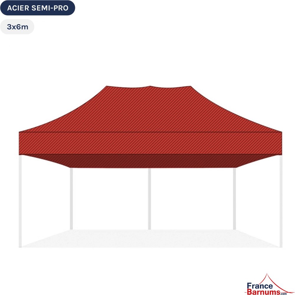 Bâche de toit ROUGE 3x6m pour barnum pliant Gamme Acier Semi Pro