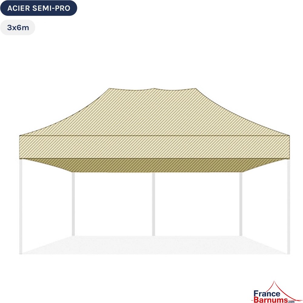 Bâche de toit BEIGE 3x6m pour barnum pliant Gamme Acier Semi Pro