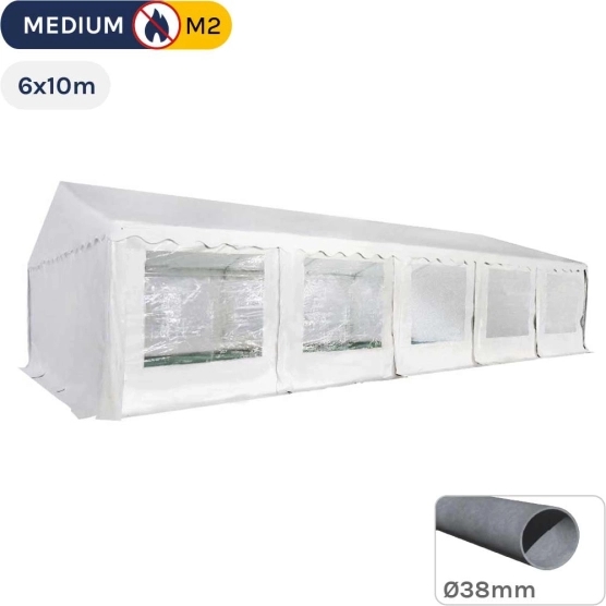 Tente de réception - Chapiteau de festivités MEDIUM en PVC de 6m x 10m avec Tubes de 38mm