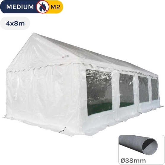 Tente de réception - Chapiteau MEDIUM en PVC de 4m x 8m avec Tubes de 38mm