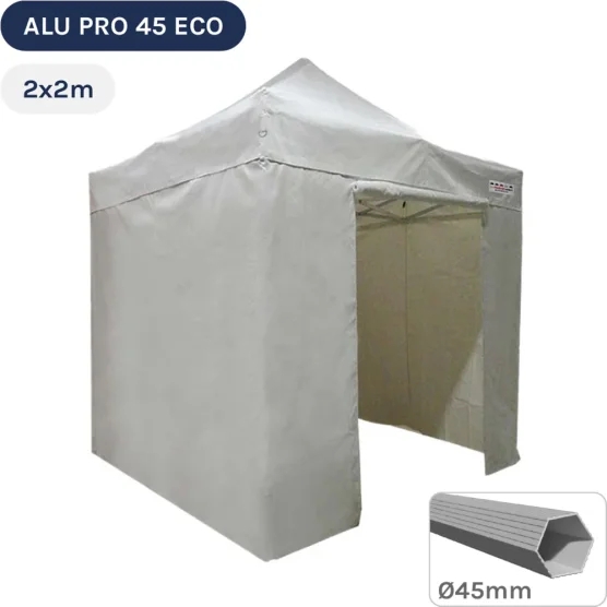 Barnum pliant - Tente pliante Alu Pro 45 ECO 2mx2m BLANC avec Pack 4 Côtés