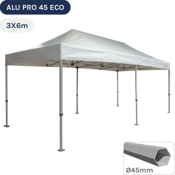 Barnum pliant - Tente pliante Alu Pro 45 ECO 3mx6m BLANC