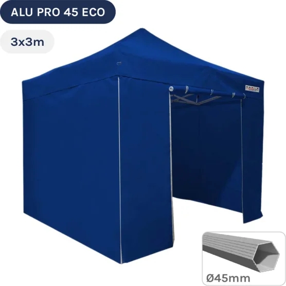 Barnum pliant - Tente pliante Alu Pro 45 ECO 3mx3m BLEU avec Pack 4 Côtés