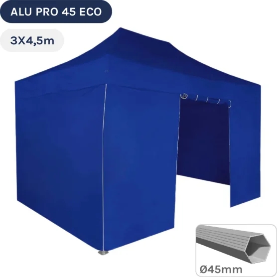 Barnum pliant - Tente pliante Alu Pro 45 ECO 3mx4,5m BLEU avec Pack 4 Côtés