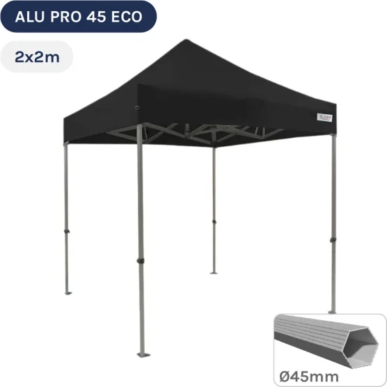 Barnum pliant - Tente pliante Alu Pro 45 ECO 2mx2m NOIR