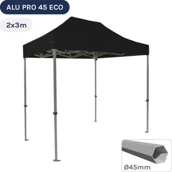 Barnum pliant - Tente pliante Alu Pro 45 ECO 2mx3m NOIR