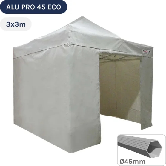 Barnum pliant - Tente pliante Alu Pro 45 ECO 3mx3m BLANC avec Pack 4 Côtés