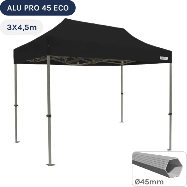 Barnum pliant - Tente pliante Alu Pro 45 ECO 3mx4,5m NOIR