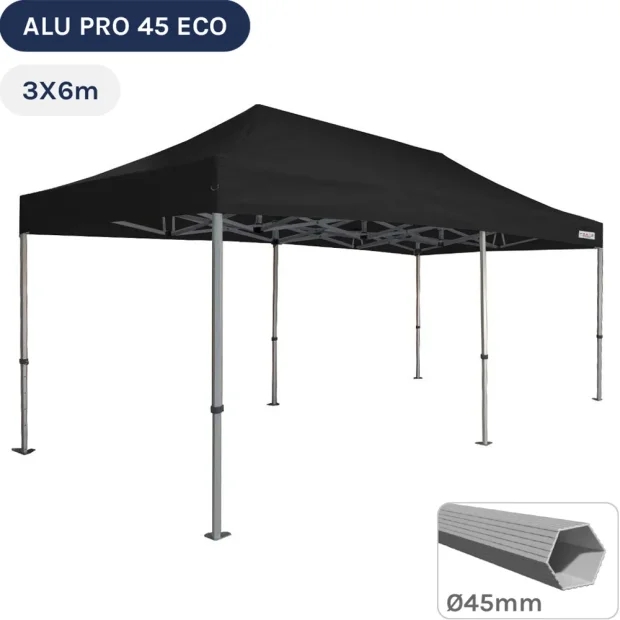 Barnum pliant - Tente pliante Alu Pro 45 ECO 3mx6m NOIR