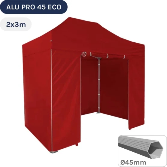 Barnum pliant - Tente pliante Alu Pro 45 ECO 2mx3m ROUGE avec Pack 4 Côtés