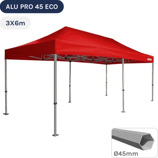 Barnum pliant - Tente pliante Alu Pro 45 ECO 3mx6m ROUGE