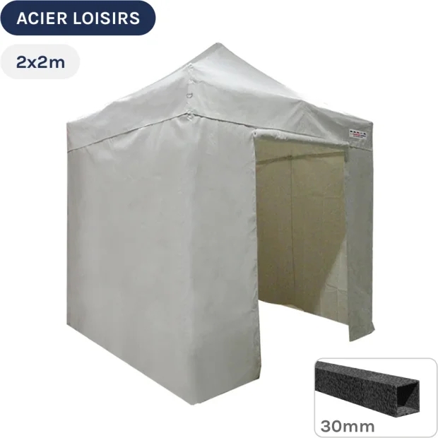 Barnum pliant - Abri pliable Acier Loisirs 2mx2m BLANC avec Pack 4 Côtés