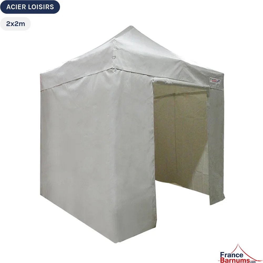 Tente Pliante - Abri pliable Acier Loisirs 2mx2m BLANC avec Pack 4 Côtés