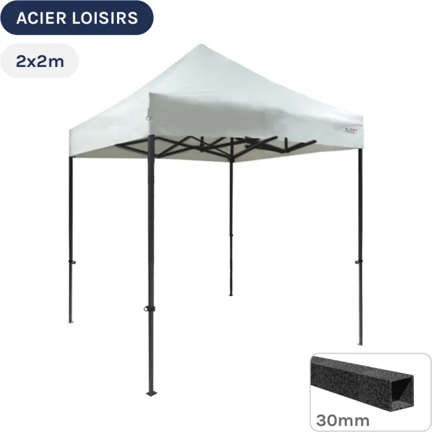 Barnum pliant - Abri pliable Acier Loisirs 2mx2m BLANC