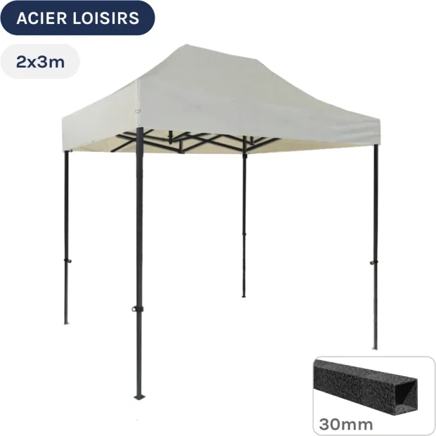 Barnum pliant - Abri pliable Acier Loisirs 2mx3m BLANC