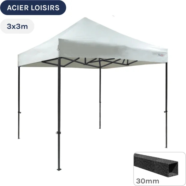 Barnum pliant - Abri pliable Acier Loisirs 3mx3m BLANC