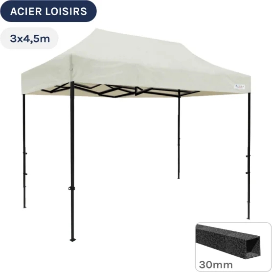 Barnum pliant - Abri pliable Acier Loisirs 3mx4,5m BLANC