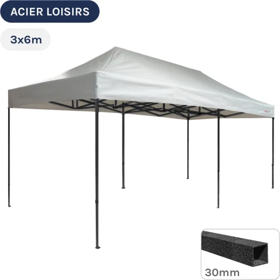 Barnum pliant - Abri pliable Acier Loisirs 3mx6m BLANC