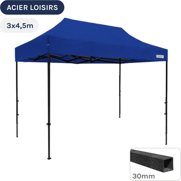 Barnum pliant - Abri pliable Acier Loisirs 3mx4,5m BLEU