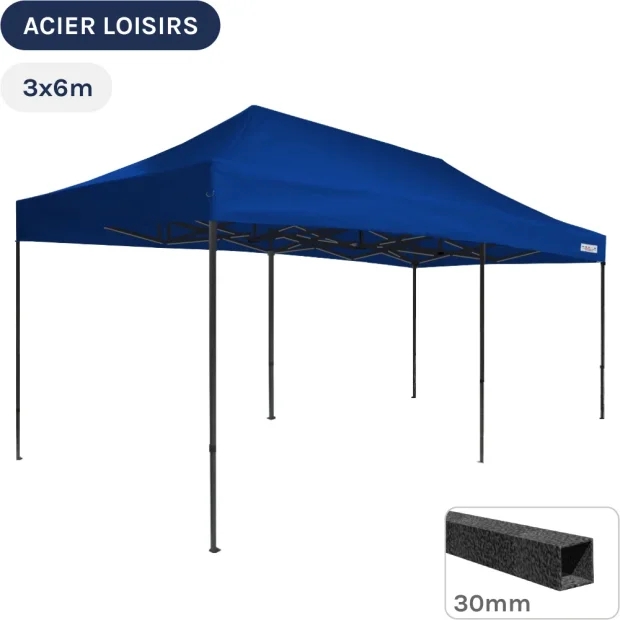 Barnum pliant - Abri pliable Acier Loisirs 3mx6m BLEU